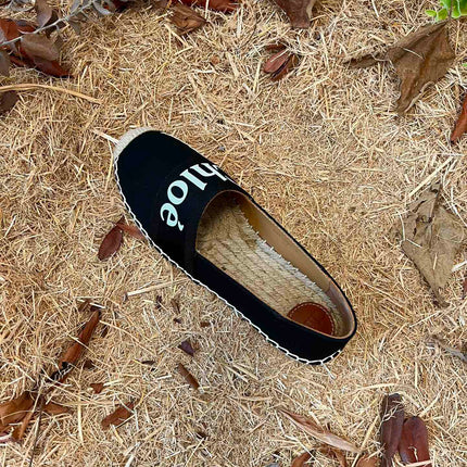 CHLOÉ 26S ESPADRILLE LOAFERS IN BLACK CANVAS
