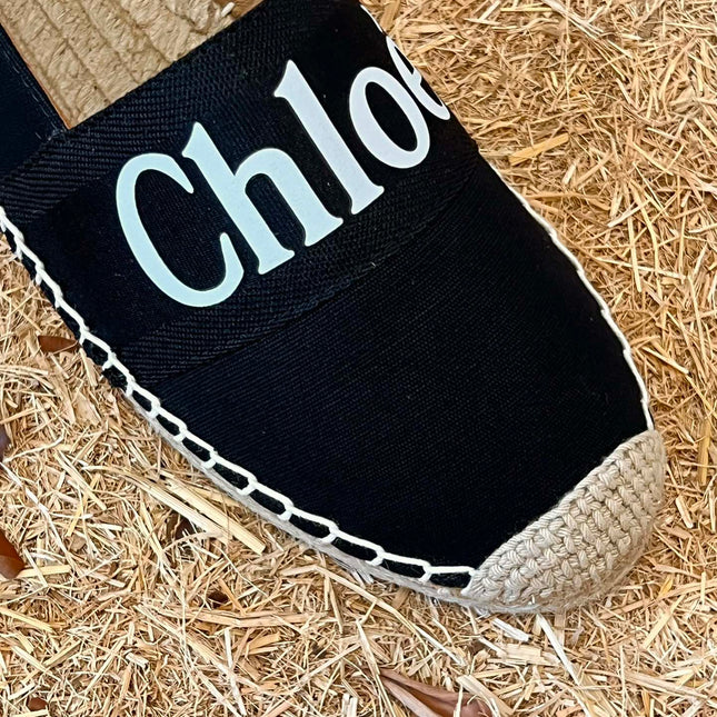 CHLOÉ 26S ESPADRILLE LOAFERS IN BLACK CANVAS