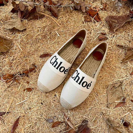 CHLOÉ 26S ESPADRILLE LOAFERS IN LIGHT BEIGE CANVAS