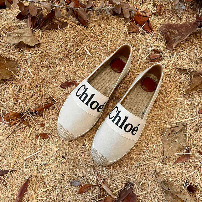 CHLOÉ 26S ESPADRILLE LOAFERS IN LIGHT BEIGE CANVAS
