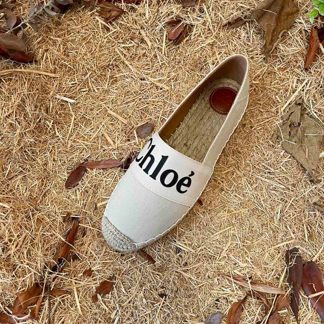 CHLOÉ 26S ESPADRILLE LOAFERS IN LIGHT BEIGE CANVAS
