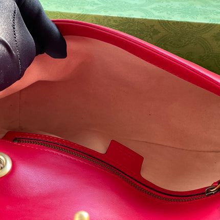 GG MARMONT MATELASSÉ LARGE 26 BAG RED PINK CALFSKIN