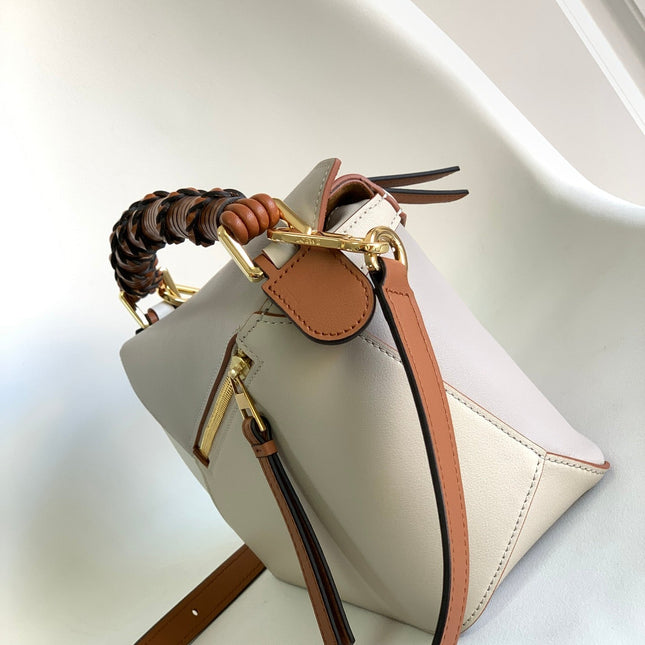 LOEWE 26S PUZZLE EDGE BAG 24 IN LIGHT TAUPE CALFSKIN