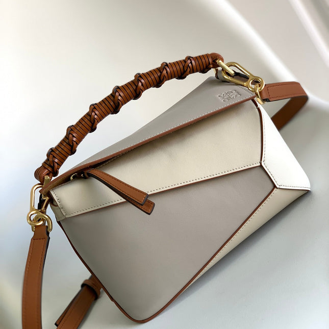 LOEWE 26S PUZZLE EDGE BAG 24 IN LIGHT TAUPE CALFSKIN