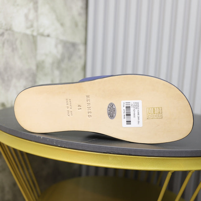HM IZMIR SANDAL BLACK AND NAVY CALFSKIN