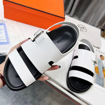HM HENRIO SANDAL WHITE CALFSKIN
