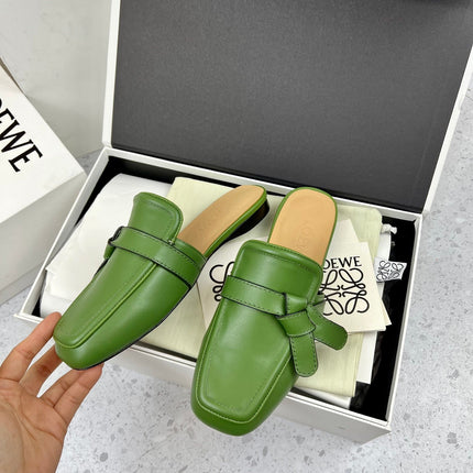 LW GATE BELTED MULE GREEN CALFSKIN