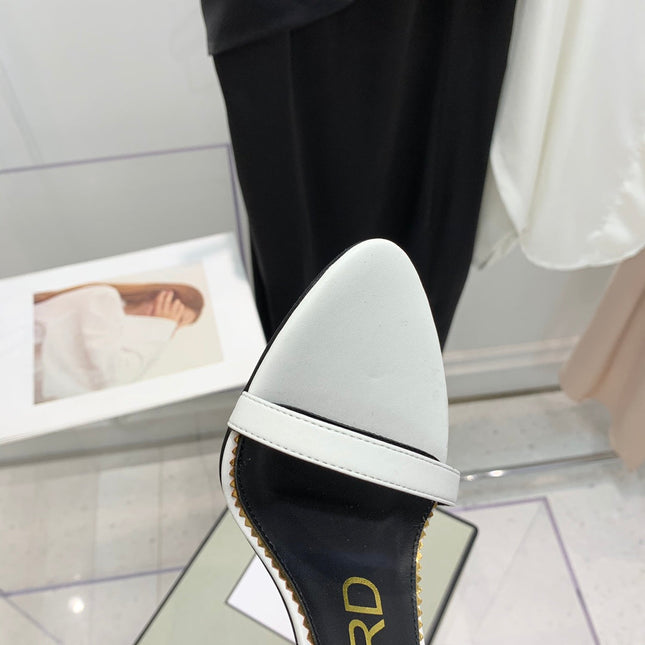 TOM FORD 26S GOLD BUCKLE HEELS 105 MM IN WHITE LAMBSKIN