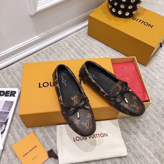 LV WOMEN'S DRIVER MOCCASIN IN CHOCOLATE BROWN MONOGRAM CALFSKIN
