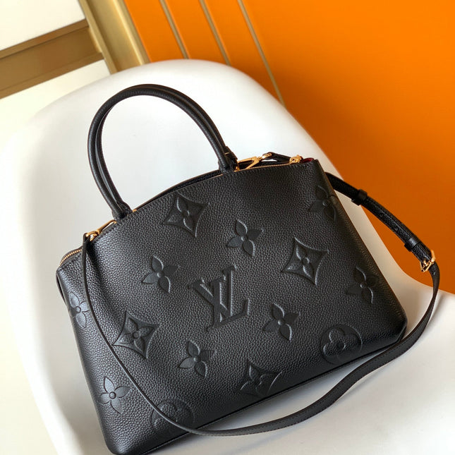 PETIT PALAIS PM MEDIUM SHOULDER BAG 29 IN BLACK EMBOSSED COWHIDE GOLD-TONE HARDWARE