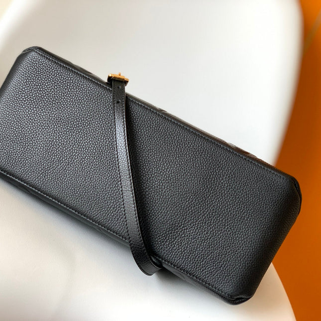 PETIT PALAIS PM MEDIUM SHOULDER BAG 29 IN BLACK EMBOSSED COWHIDE GOLD-TONE HARDWARE