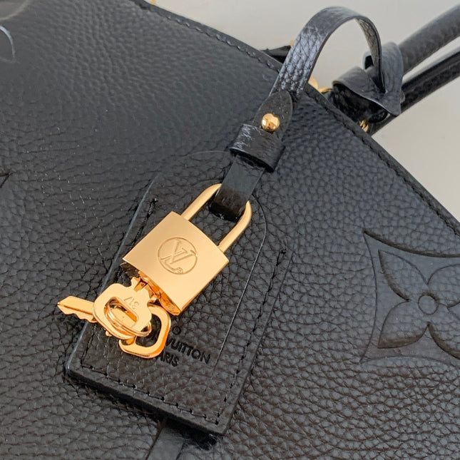 PETIT PALAIS PM MEDIUM SHOULDER BAG 29 IN BLACK EMBOSSED COWHIDE GOLD-TONE HARDWARE