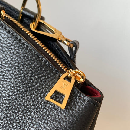 PETIT PALAIS PM MEDIUM SHOULDER BAG 29 IN BLACK EMBOSSED COWHIDE GOLD-TONE HARDWARE