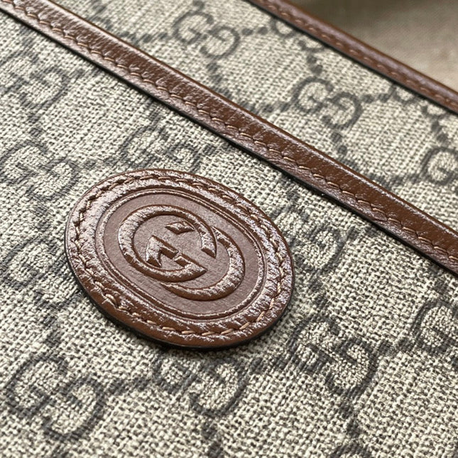 BAG WITH INTERLOCKING G 22 IN BEIGE EBONY CANVAS AND BROWN CALFSKIN TRIM