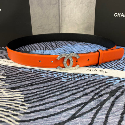 CHANEL 25S BELT 30 MM IN ORANGE CALFSKIN WITH GOLD HARDWARE 615097