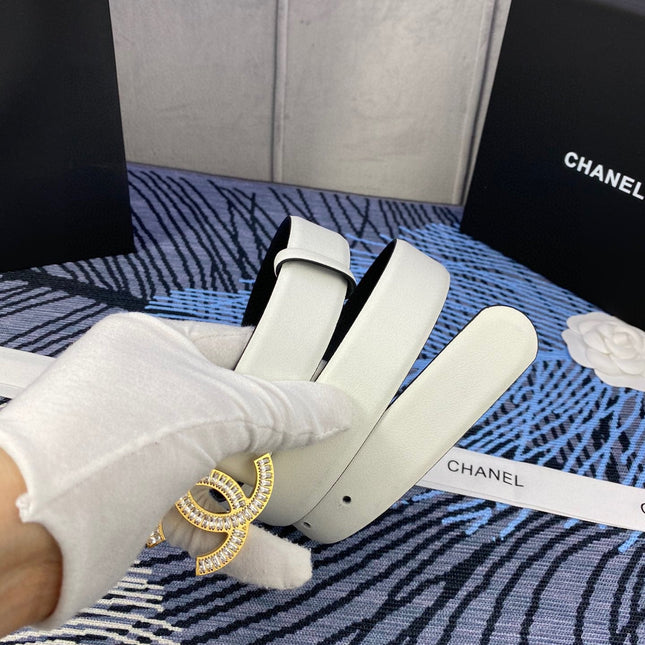 CC BELT 30 MM IN WHITE CALFSKIN 615098
