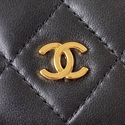 CHANEL 25S WALLET ON CHAIN 19 IN BLACK LAMBSKIN GOLD HARDWARE