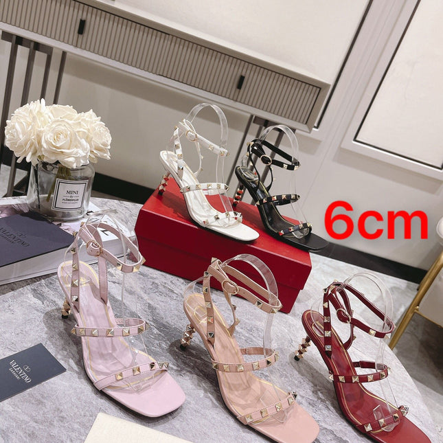 HIGH HEEL 6 CM SANDAL IN LIGHT PINK LAMBSKIN WITH STUDS