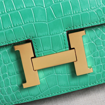 HM CONSTANCE 23 MALACHITE GREEN ALLIGATOR GOLD HARDWARE