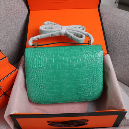 HM CONSTANCE 23 MALACHITE GREEN ALLIGATOR GOLD HARDWARE