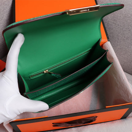 HM CONSTANCE 23 MALACHITE GREEN ALLIGATOR GOLD HARDWARE