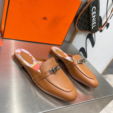 0Z MULE CARAMEL CALFSKIN WITH PATTERN