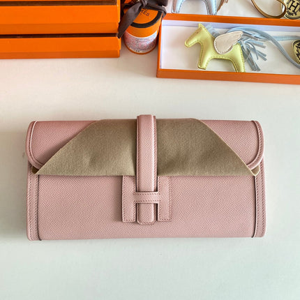 JIGE ELAN 29 CLUTCH IN CREPE PINK CALFSKIN