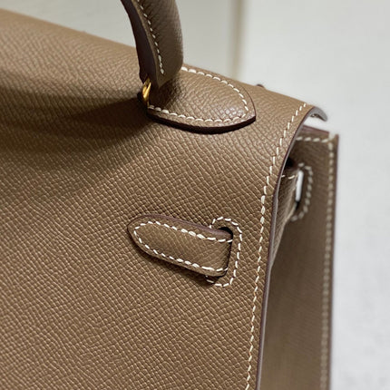 KELLY MINI 20 BAG IN MEDIUM BROWN CALFSKIN WITH GOLD HARDWARE