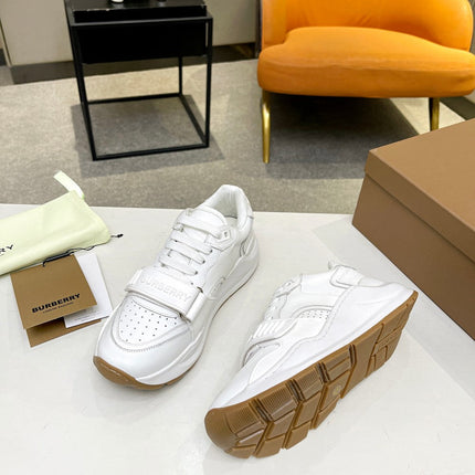 BURBERRY 26S PERFORATED SNEAKERS IN WHITE CALFSKIN