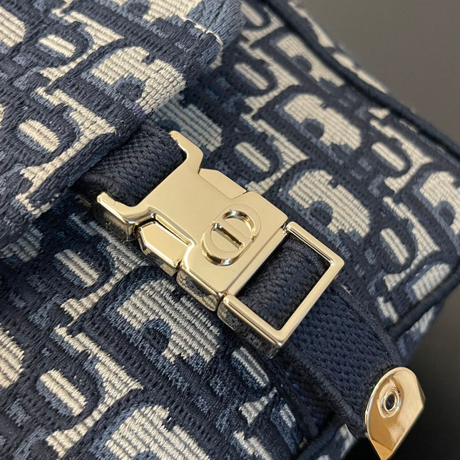 MEDIUM 28 DIORCAMP BAG IN BLUE OBLIQUE EMBROIDERY