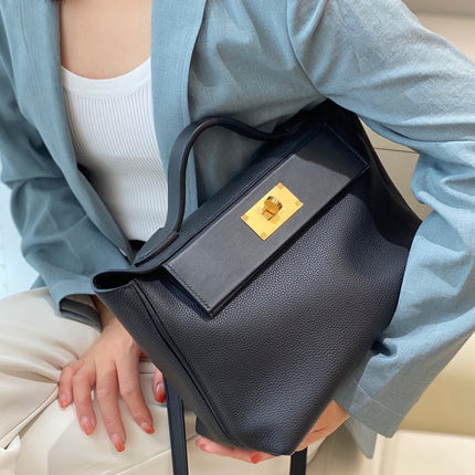 MINI 24/24 29CM IN BLACK EVERCOLOR CALFSKIN GOLD KELLY BUCKLE