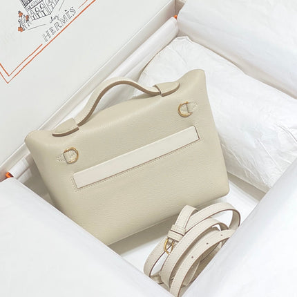 MINI 24/24 21CM IN OFF WHITE EVERCOLOR CALFSKIN GOLD KELLY BUCKLE