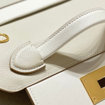 MINI 24/24 21CM IN OFF WHITE EVERCOLOR CALFSKIN GOLD KELLY BUCKLE