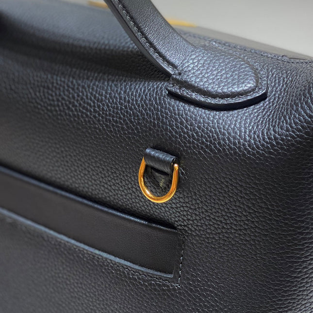 HM 26S 24/24 29CM IN BLACK EVERCOLOR CALFSKIN GOLD KELLY BUCKLE