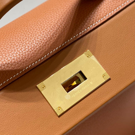 MINI 24/24 29CM IN ORANGE MINIMUM EVERCOLOR CALFSKIN GOLD KELLY BUCKLE