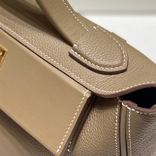HM 26S 24/24 29CM IN BROWN EVERCOLOR CALFSKIN GOLD KELLY BUCKLE