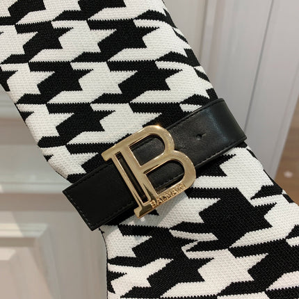 BALMAIN 26S HIGH-TOP BOOTS 105 MM IN BLACK AND WHITE FLYKNIT STYLE 3