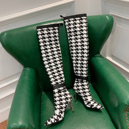 BALMAIN 26S HIGH-TOP BOOTS 105 MM IN BLACK AND WHITE FLYKNIT STYLE 3