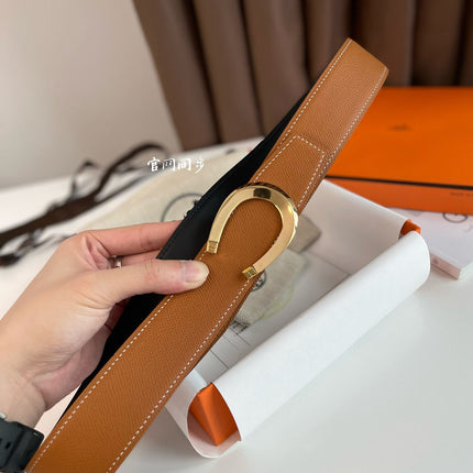 LUCK BELT BUCKLE & REVERSIBLE GINGER ORANGE LEATHER STRAP 38MM GOLDEN HARDWARE