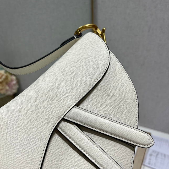 DIOR 26S SADDLE BAG 25 IN WHITE CALFSKIN