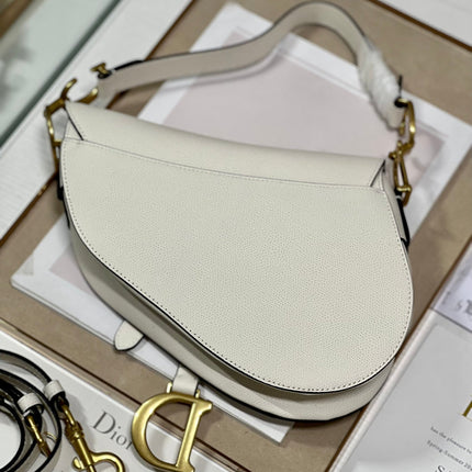 DIOR 26S SADDLE BAG 19 IN WHITE CALFSKIN