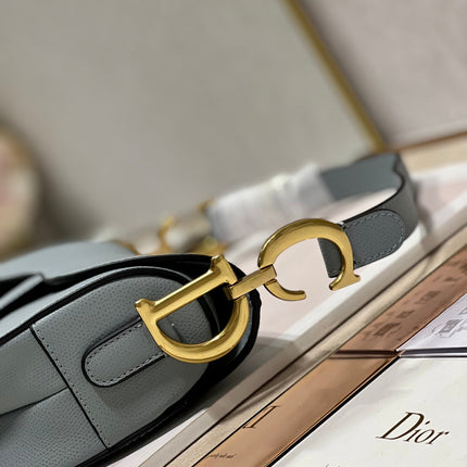 DIOR 26S SADDLE BAG 25 IN BLUE CALFSKIN