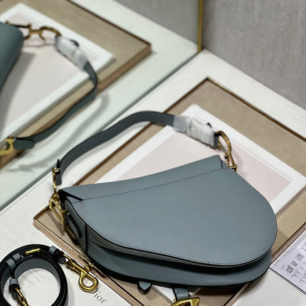 DIOR 26S SADDLE BAG 25 IN BLUE CALFSKIN