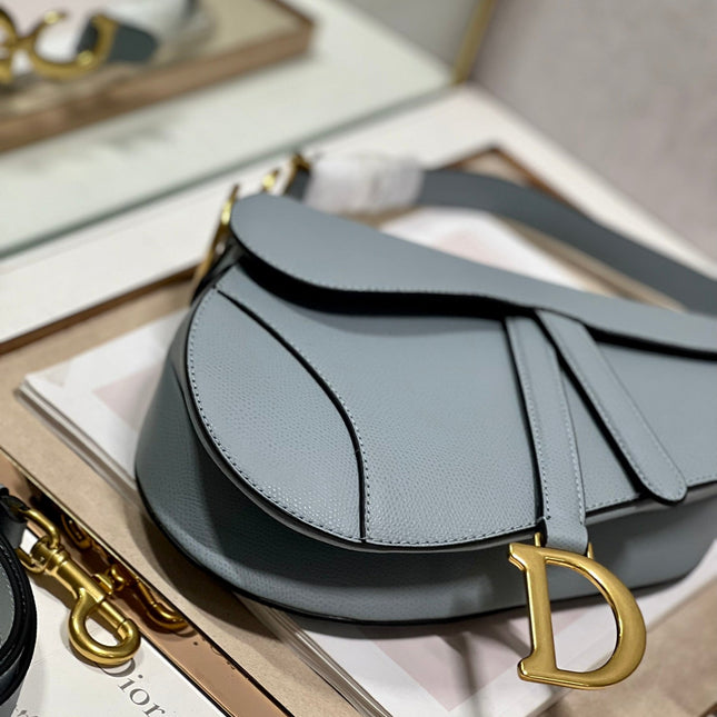 DIOR 26S SADDLE BAG 19 IN BLUE CALFSKIN