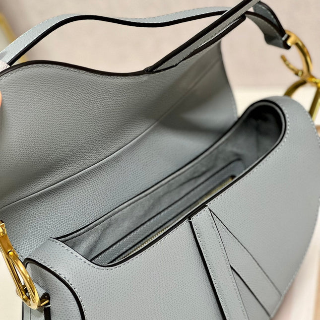 DIOR 26S SADDLE BAG 25 IN BLUE CALFSKIN