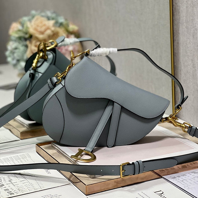 DIOR 26S SADDLE BAG 19 IN BLUE CALFSKIN