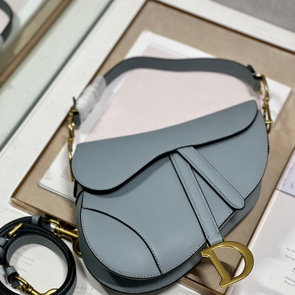 DIOR 26S SADDLE BAG 19 IN BLUE CALFSKIN