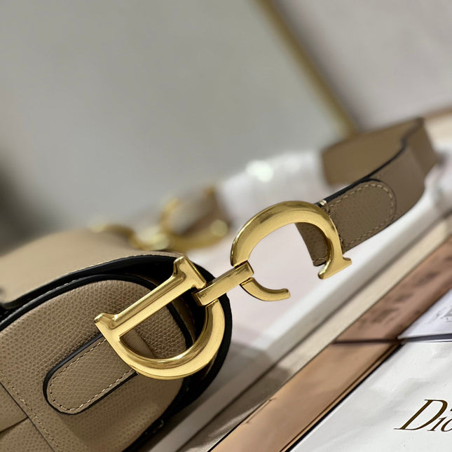 DIOR 26S SADDLE BAG 19 IN BEIGE CALFSKIN
