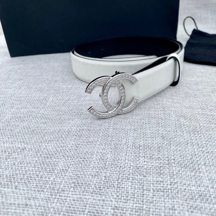 CC 26S BELT 30 MM IN WHITE CALFSKIN SLIVER HARDWARE 661509