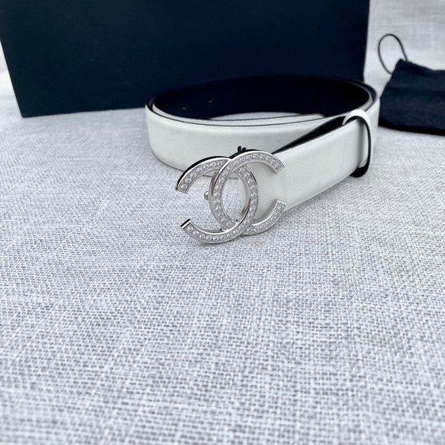 CC 26S BELT 30 MM IN WHITE CALFSKIN SLIVER HARDWARE 661509